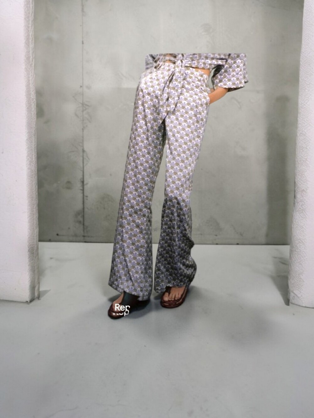 Zara Wide Leg Pants - Purple and White XL